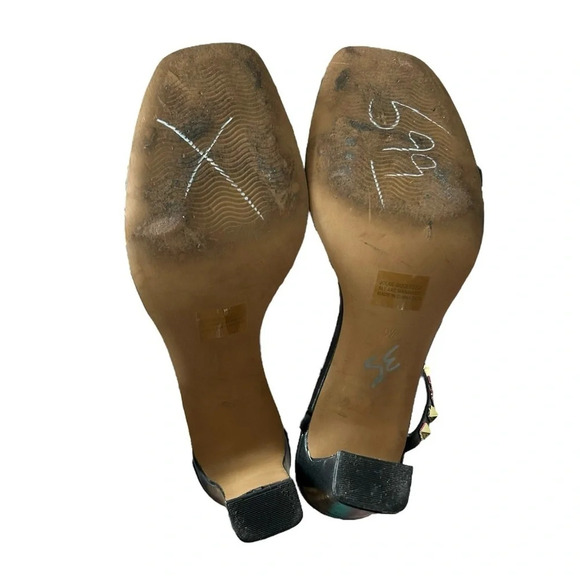 Steven New York Jacee Sandal Black Gold Studded Heels - Picture 8 of 9